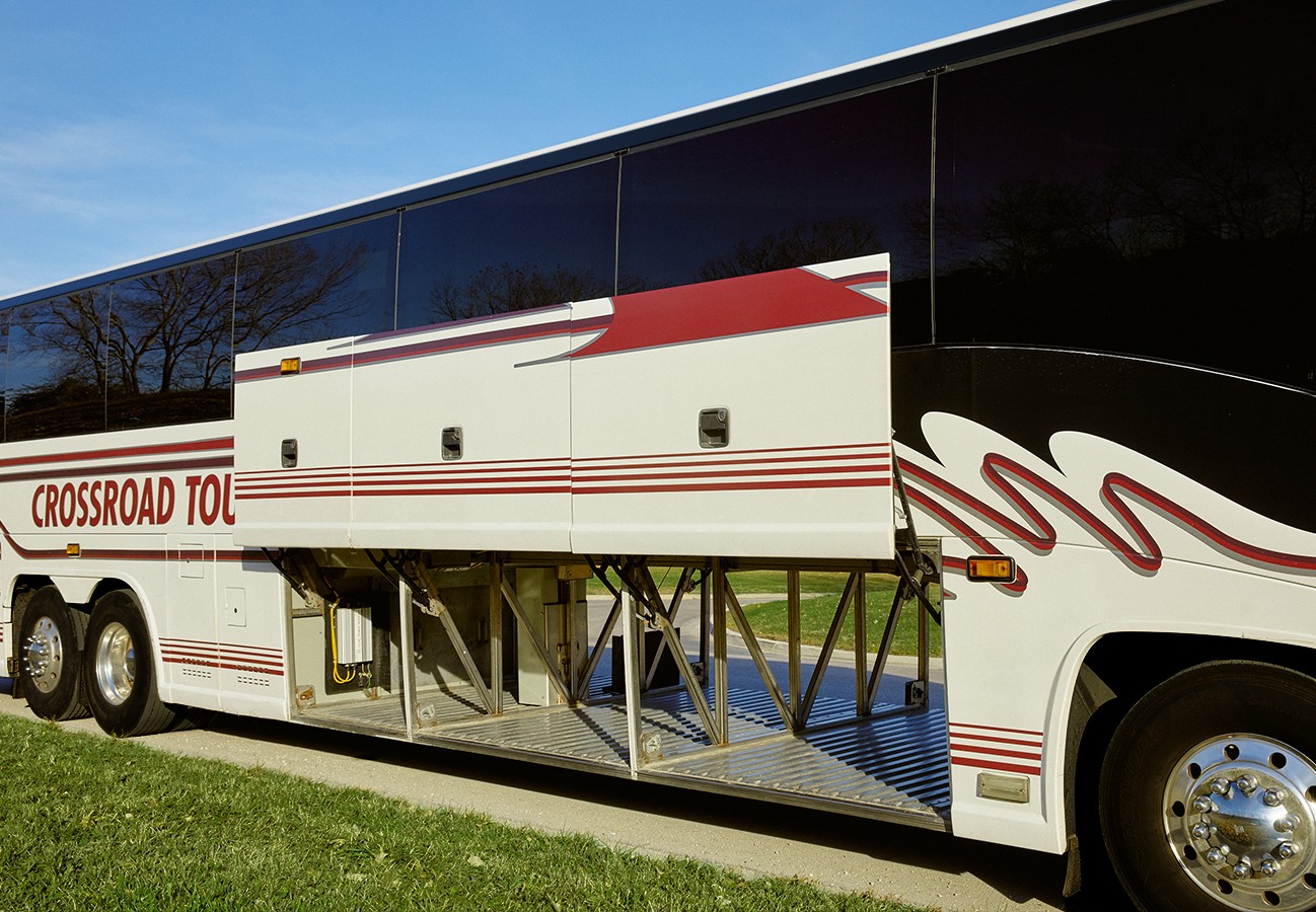 Passenger motorcoach charter bus cargo storage