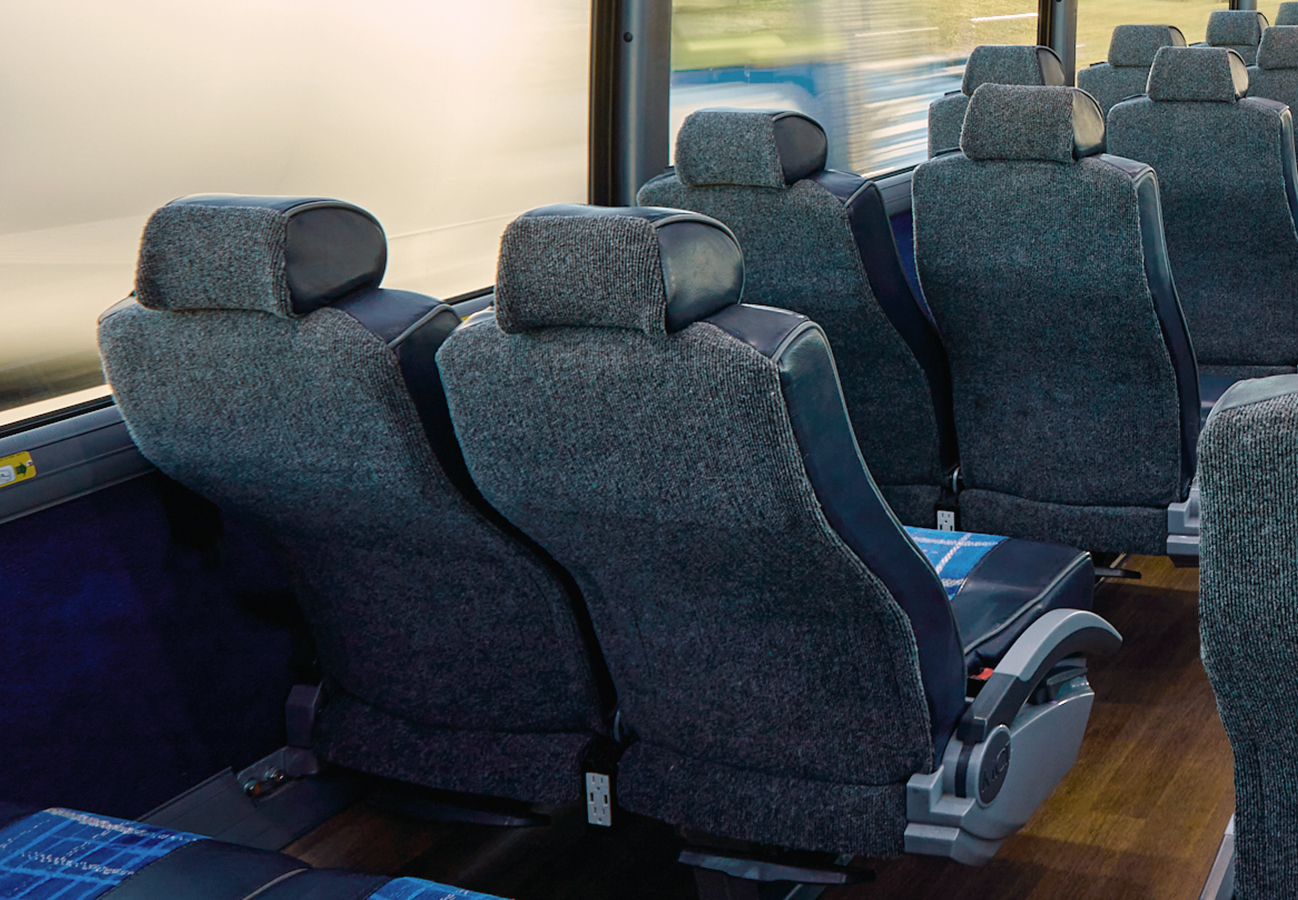 Passenger motorcoach charter bus seats