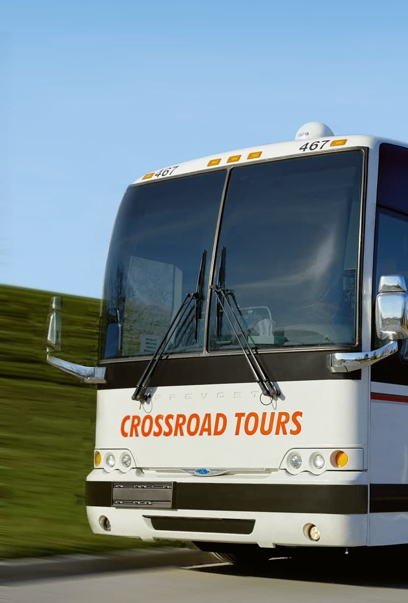 Prevost X3-45 charter bus in motion
