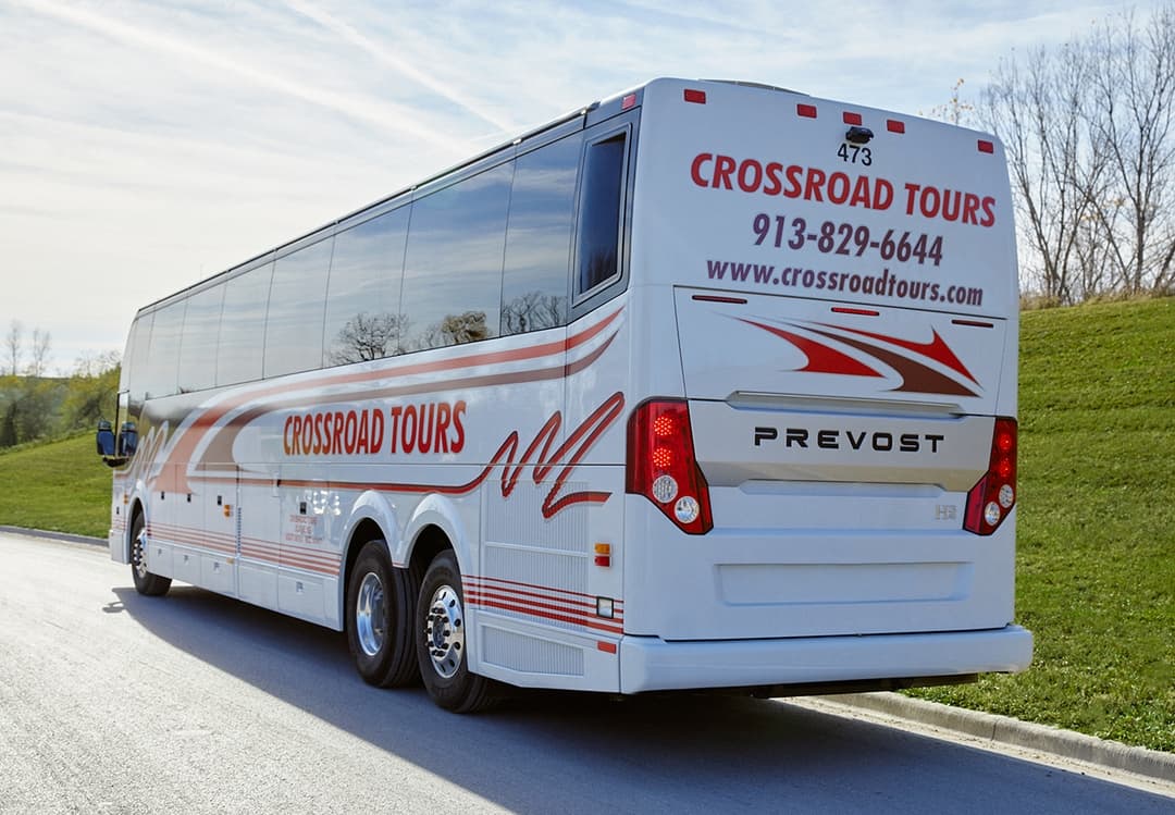 Prevost H3-45 luxury charter motorcoach — Crossroad Tours Kansas City