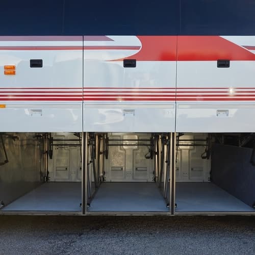 Motorcoach cargo storage area