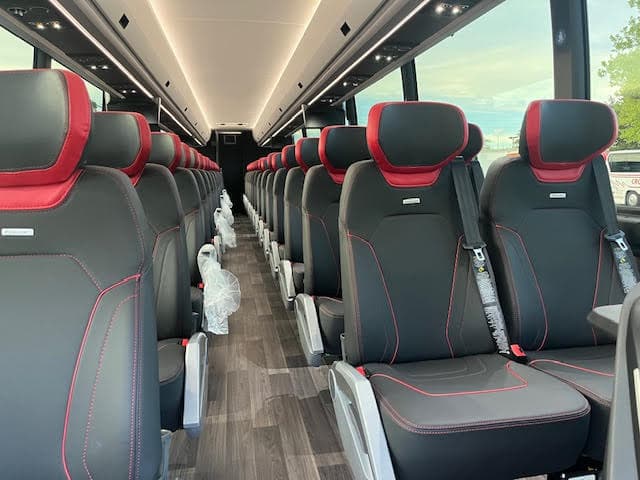 Prevost X3-45 interior with reclining leather seats